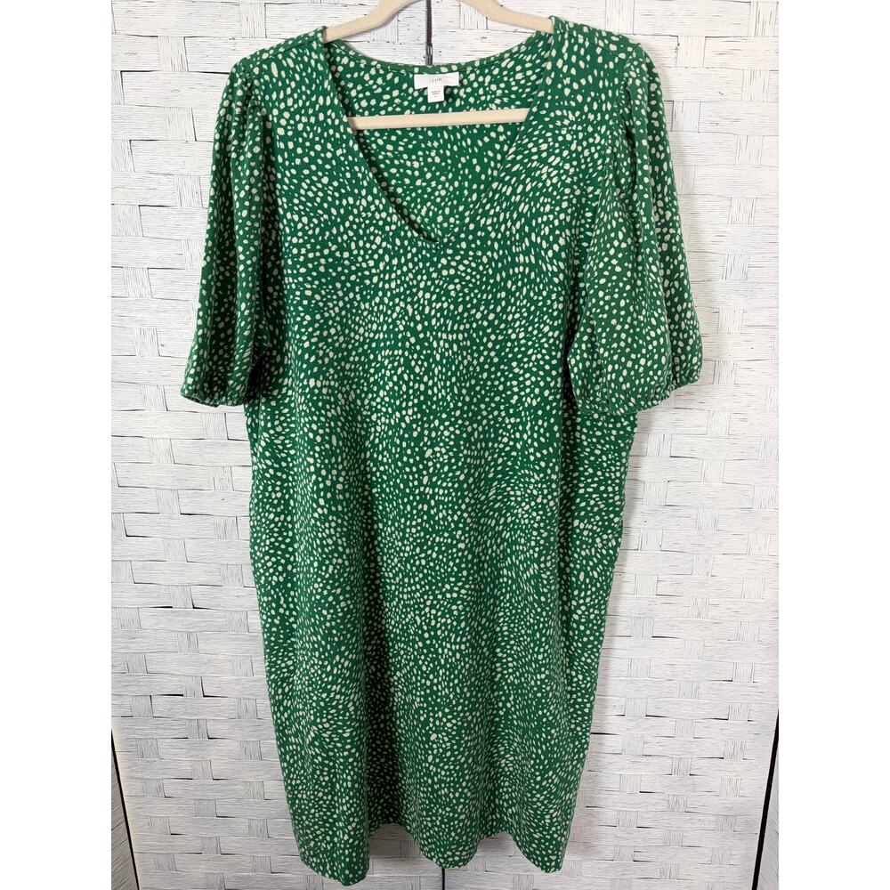 J Jill women’s T-shirt dress many V-neck puff sleeve packets, cozy core soft ￼